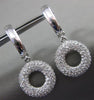 ESTATE .92CT DIAMOND 14K WHITE GOLD 3D CIRCLE OF LIFE MULTI ROW HANGING EARRINGS