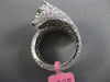ESTATE LARGE 4.68CT DIAMOND & AAA EMERALD 18KT WHITE GOLD PAVE PANTHER FUN RING