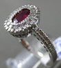 ESTATE 1.41CT DIAMOND & RUBY 18K WHITE GOLD 3D FILIGREE MILGRAIN ENGAGEMENT RING