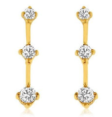 ESTATE .50CT DIAMOND 14KT YELLOW GOLD CLASSIC 3 STONE JOURNEY HANGING EARRINGS