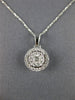 ESTATE .25CT DIAMOND 14K WHITE GOLD CLASSIC ROUND SOLITAIRE CLUSTER HALO PENDANT