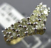 ESTATE WIDE 1.10CT DIAMOND 14KT YELLOW GOLD 3D TWO ROW V SHAPE ANNIVERSARY RING