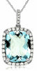 ESTATE 3.92CT DIAMOND & AAA AQUAMARINE 14KT WHITE GOLD CUSHION HALO PENDANT