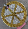 ESTATE LARGE 3.57CT DIAMOND 18KT WHITE & YELLOW GOLD 3D PIZZA PIE FUN PENDANT