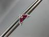 ESTATE .38CT DIAMOND & AAA RUBY 14KT WHITE GOLD V SHAPE BUTTERFLY STUD EARRINGS