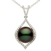 .66CT DIAMOND & AAA TAHITIAN PEARL 18KT WHITE GOLD 3D TEAR DROP EVIL EYE PENDANT