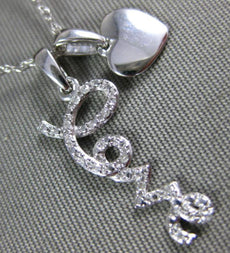 ESTATE .05CT ROUND DIAMOND 14K WHITE GOLD 3D CLASSIC HEART LOVE FLOATING PENDANT