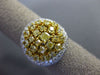 ESTATE LARGE 4.63CT WHITE & FANCY YELLOW DIAMOND 18K 2 TONE GOLD 3D CLUSTER RING