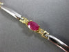 ESTATE 2.10CT DIAMOND & AAA RUBY 14KT TWO TONE GOLD THREE STONE TENNIS BRACELET