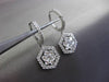 ESTATE LARGE 2.25CT DIAMOND 18KT WHITE GOLD 3D HEXAGON CLUSTER HANGING EARRINGS