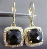 ESTATE LARGE 4.36CTW DIAMOND & AAA SMOKY TOPAZ 14K YELLOW GOLD HANGING EARRINGS