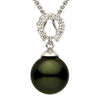 ESTATE LARGE .17CT DIAMOND & AAA TAHITIAN PEARL 18KT WHITE GOLD FLOATING PENDANT