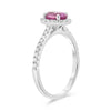 1.48CT DIAMOND & AAA PINK SAPPHIRE 18KT WHITE GOLD OVAL 3D HALO ENGAGEMENT RING