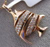 ESTATE .26CT DIAMOND 14KT ROSE GOLD HANDCRAFTED 3D LUCKY FISH FLOATING PENDANT