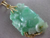 ESTATE EXTRA LARGE AAA JADE 14KT YELLOW GOLD HANDCRAFTED FLOWER AQUATIC PENDANT