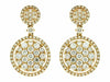 ESTATE 1.65CT DIAMOND 14KT YELLOW GOLD 3D CLUSTER FLOWER HALO HANGING EARRINGS