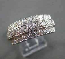 ANTIQUE WIDE .80CT OLD MINE DIAMOND 14K WHITE GOLD ROUND ANNIVERSARY RING #19820