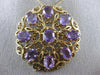ANTIQUE VICTORIAN 14CT AAA AMETHYST 14KT YELLOW GOLD FLOWER PIN BROOCH #19164