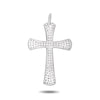 ESTATE .47CT DIAMOND 14K WHITE GOLD 3D CLASSIC MICRO PAVE CROSS FLOATING PENDANT