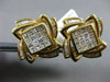 ESTATE MASSIVE 3.6CT DIAMOND 14KT YELLOW GOLD 3D FLOWER SQUARE CLIP ON EARRINGS