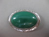 ANTIQUE EXTRA LARGE 925 SILVER HANDCRAFTED AAA GREEN ONYX FILIGREE BROOCH #22806