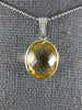 ESTATE 6.0CT AAA CITRINE 14K WHITE GOLD 3D OVAL CLASSIC BEZEL PENDANT WITH CHAIN