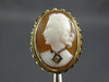 ANTIQUE LARGE .02CT DIAMOND 14KT YELLOW GOLD 3D LADY CAMEO OVAL FILIGREE RING