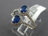 ESTATE WIDE 1.24CT DIAMOND & AAA SAPPHIRE 14K WHITE GOLD FLOWER ANNIVERSARY RING