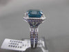 ESTATE LARGE 7.36CT DIAMOND & BLUE ZIRCON 18K WHITE GOLD 3D HALO ENGAGEMENT RING