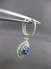 ESTATE LARGE 5.37CT DIAMOND & SAPPHIRE 18KT WHITE GOLD 3D HALO HANGING EARRINGS