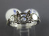 ESTATE .95CT DIAMOND 14KT WHITE GOLD CLASSIC 3 STONE SEMI MOUNT ENGAGEMENT RING