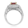 ESTATE EGL 2.57CT DIAMOND & AAA RUBY 18K 2 TONE GOLD DOUBLE HALO ENGAGEMENT RING