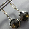 5.80CT AAA SMOKY TOPAZ 14KT WHITE GOLD 3D CUSHION LEVER BACK HANGING EARRINGS