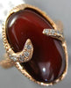 ESTATE LARGE .09CT DIAMOND & AAA RED AGATE 14KT ROSE GOLD 3D OVAL SNAKE FUN RING
