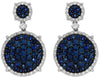 ESTATE 3.25CT DIAMOND & AAA SAPPHIRE 14KT WHITE GOLD 3D ROUND HANGING EARRINGS