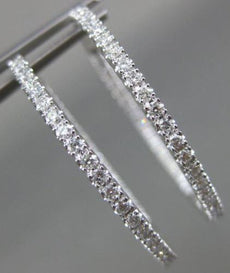 ESTATE LARGE 1.13CT DIAMOND 18KT WHITE GOLD 3D INSIDE OUT ROUND HANGING EARRINGS