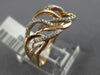 ESTATE WIDE .18CT ROUND CUT DIAMOND 14KT ROSE GOLD MULTI LEAF ANNIVERSARY RING