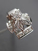 ANTIQUE WIDE .35CT OLD MINE DIAMOND 14KT WHITE GOLD LEAF ENGAGEMENT RING #16789