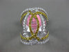 ESTATE LARGE 1.28CT WHITE & FANCY YELLOW DIAMOND 18K WHITE GOLD ANNIVERSARY RING