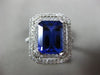 ESTATE LARGE 5.14CT DIAMOND & AAA TANZANITE 14KT WHITE GOLD HALO ENGAGEMENT RING