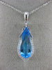 ESTATE LARGE 2.81CT DIAMOND & AAA BLUE TOPAZ 14K WHITE GOLD 3D PENDANT #26502