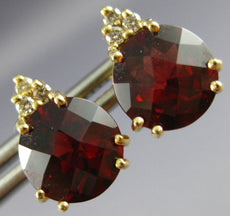 ESTATE 4.08CT DIAMOND & AAA GARNET 14KT YELLOW GOLD CLUSTER STUD EARRINGS #20871
