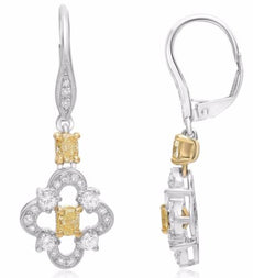 1.24CT DIAMOND 14KT WHITE GOLD 3D INSIDE OUT HUGGIE HOOP HANGING EARRINGS #1121