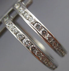 ESTATE .80CT DIAMOND 14KT WHITE GOLD CLASSIC CHANNEL HOOP HUGGIE EARRINGS #17583