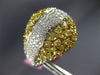 ESTATE EXTRA LARGE 9.0CT WHITE & FANCY YELLOW DIAMOND 18K TWO TONE GOLD FUN RING