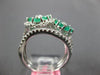 ESTATE LARGE 2.01CT DIAMOND & AAA EMERALD 18K WHITE GOLD DOUBLE FLOWER LOVE RING