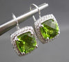 ESTATE LARGE 4.36CT DIAMOND & AAA PERIDOT 14KT WHITE GOLD HALO HANGING EARRINGS