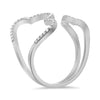 ESTATE .16CT DIAMOND 14KT WHITE GOLD TAPERED PAVE DOUBLE HEART FLOWER LOVE RING