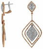ESTATE 3.30CT DIAMOND 14K ROSE GOLD 3D CLASSIC TEAR DROP SQUARE HANGING EARRINGS