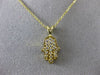 ESTATE .22CT DIAMOND 14KT YELLOW GOLD CHAMSA HAND OF GOD FLOATING PENDANT #24835